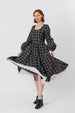 Carmen Dress, Long Sleeve, Black Tartan#color_black-tartan