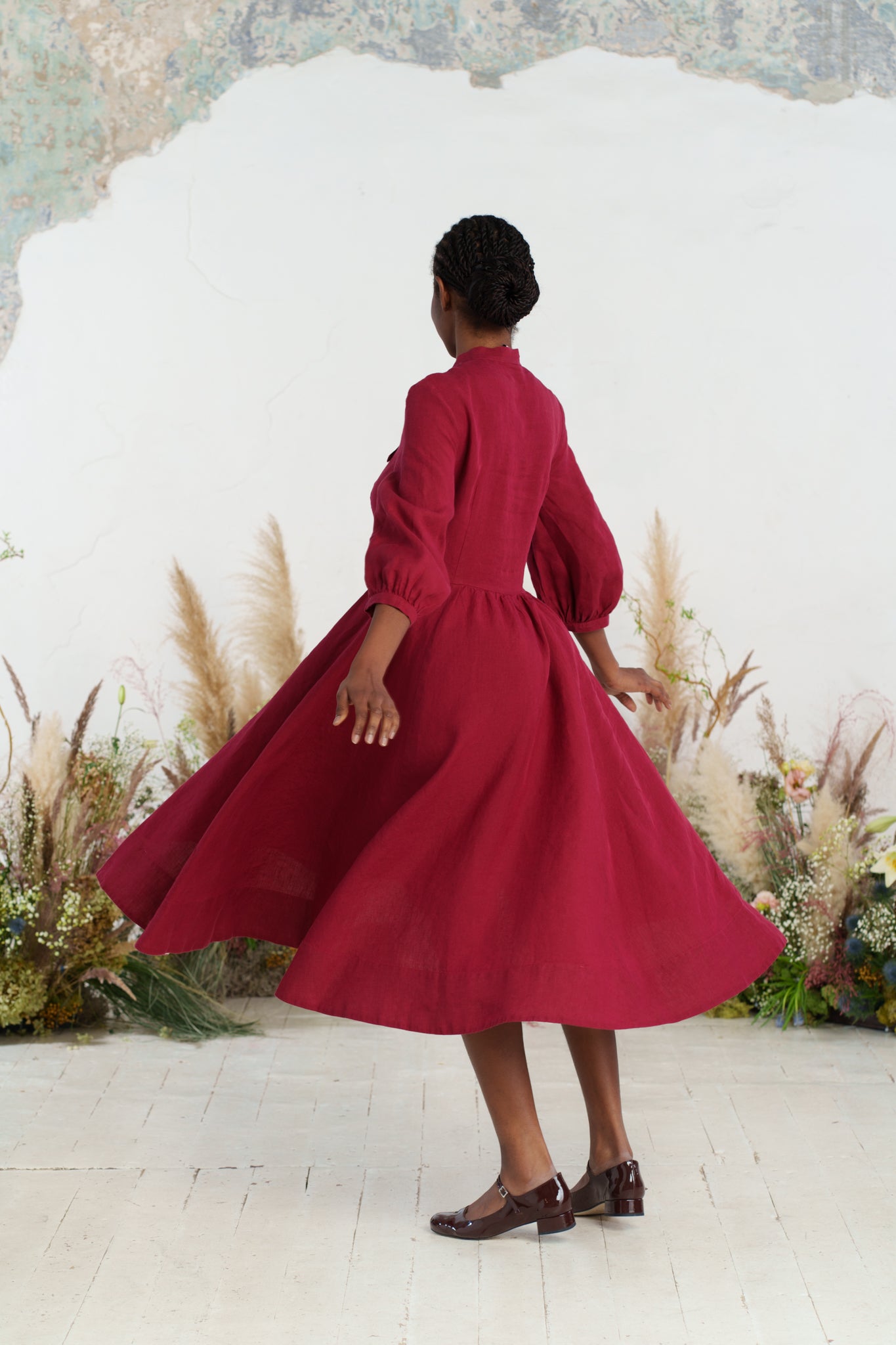 Jasmine Dress, 3/4 Sleeve, Marsala Red
#color_marsala-red