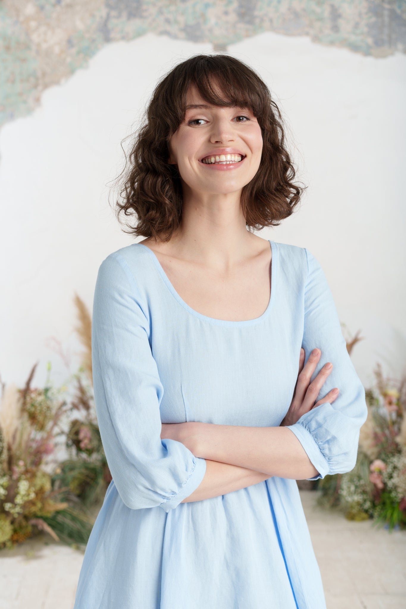 Maxi Carmen Dress, 3/4 Sleeve, Skye Blue
#color_skye-blue