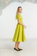 Classic Dress, Short Sleeve, Lime Green White Collar
#color_lime-green-white-collar