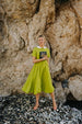 Classic Dress, Short Sleeve, Lime Green White Collar
#color_lime-green-white-collar