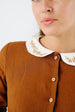 Classic Dress with Embroidered Golden Fields Collar, Long Sleeve, Warm Brown#color_warm-brown