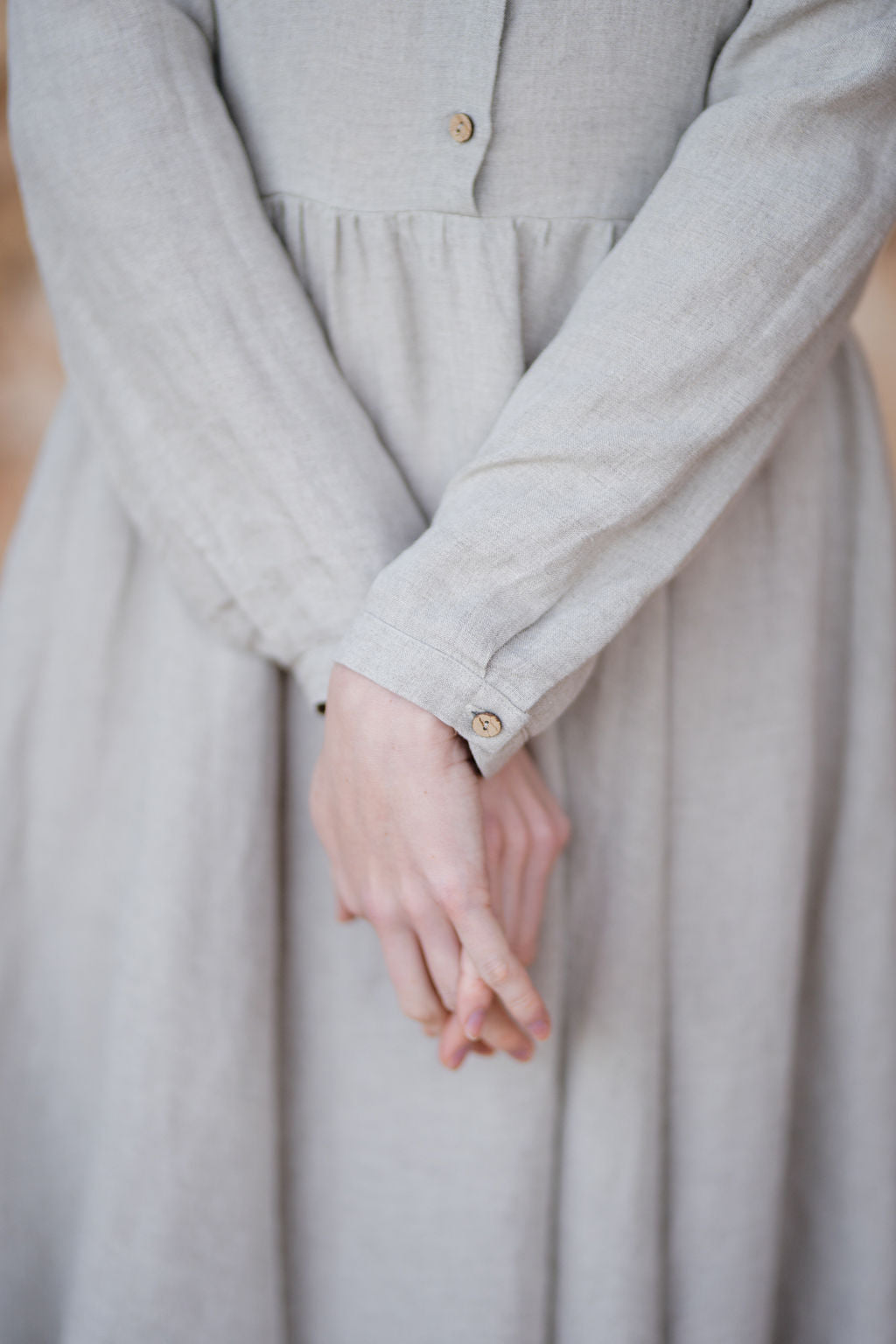 Classic Dress, Long Sleeve, Natural Linen#color_natural-linen